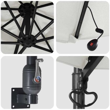 Градински парасол Бежов и черен 248 x 248 x 148 см