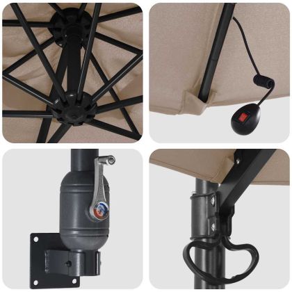 Градински парасол Таупе и Черно 248 x 248 x 148 см