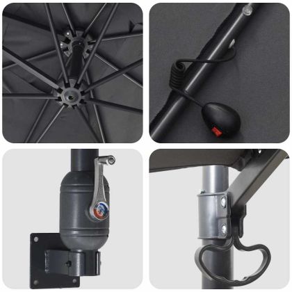 Градински парасол Антрацит 248.5 x 247.5 x 160 см текстил