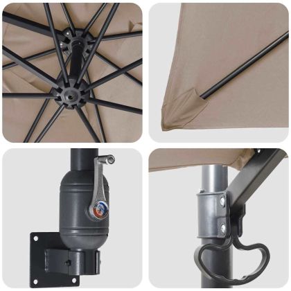 Градински парасол Таупе 248.5 x 247.5 x 160 см текстил