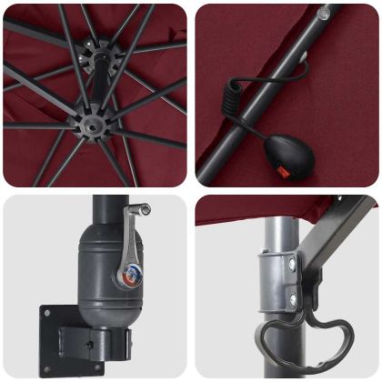 Градински парасол Бордо червено 248.5 x 247.5 x 160 см текстил