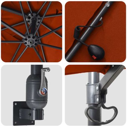 Градински парасол Теракота 248.5 x 247.5 x 160 см текстил