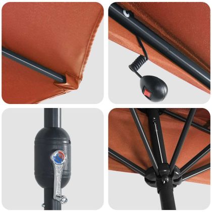 Градински парасол Теракота 294 x 150 x 224 см текстил