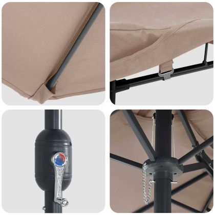 Градински парасол Таупе 385 x 209 x 244 см текстил