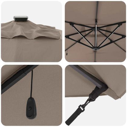 Плажен чадър Таупе 286 x 285 x 270 см Алуминий