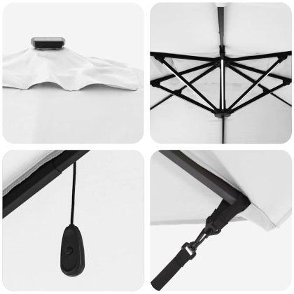 Чадър Рома с ветрило Бежов и черен 352 x 251 x 265 см