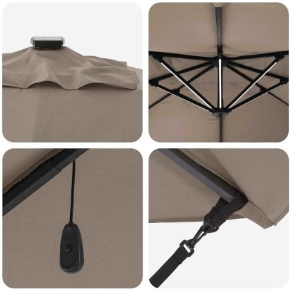 Чадър Рома с ветрило Таупе и Черно 352 x 251 x 265 см