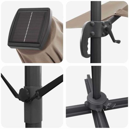 Чадър Рома с ветрило Таупе и Черно 352 x 251 x 265 см