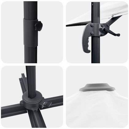 Чадър Рома с ветрило Бежов и черен 352 x 251 x 260 см