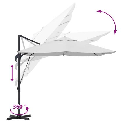 Чадър Рома с ветрило Бежов и черен 352 x 251 x 260 см