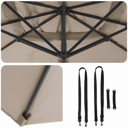 Чадър Рома с ветрило Таупе и Черно 352 x 251 x 260 см