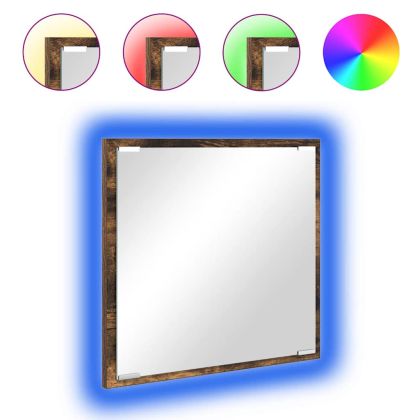 LED огледало за баня Димян дъб 40 x 37 x 8.5 см Инженерно дърво