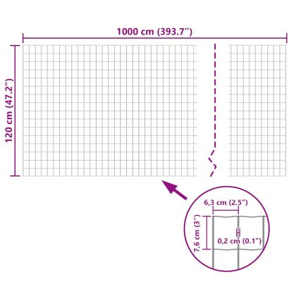 Оградна мрежа, стомана, 10 x 1,2 м, зелена