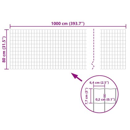 Евромрежа, стомана, 10x0,8 м, сива