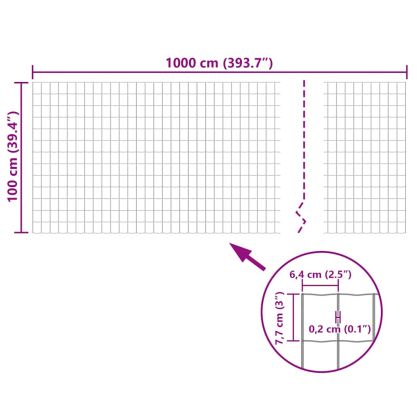 Евромрежа, стомана, 10x1 м, сива