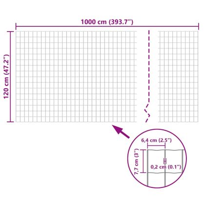Евромрежа, стомана, 10x1,2 м, сива