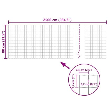 Евромрежа, стомана, 25x0,8 м, сива