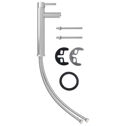 Мивка за баня с кран и сифон, матирано закалено стъкло