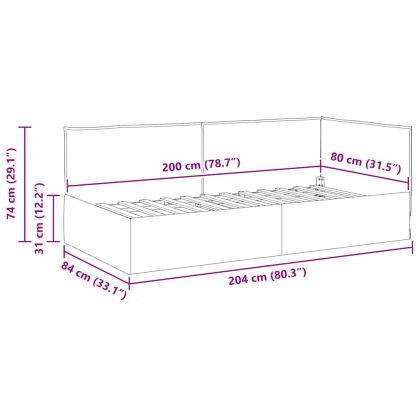 Ъглова рамка за легло с таблото Крем 100 см x 200 см Кадифе