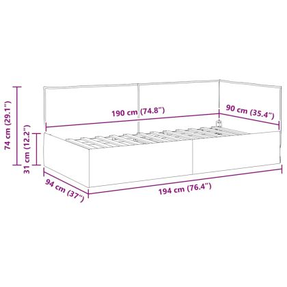 Ъглова рамка за легло с таблото Крем 100 см x 200 см Кадифе
