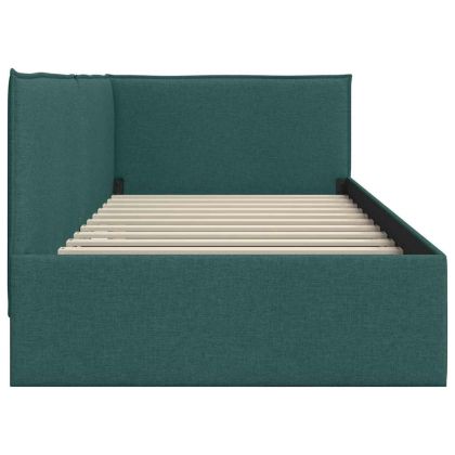 Ъглова рамка за легло Тъмен зелен 100 см x 200 см Кадифе