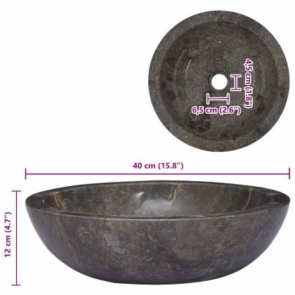 Сива мивка, Ø40x12 см, мрамор