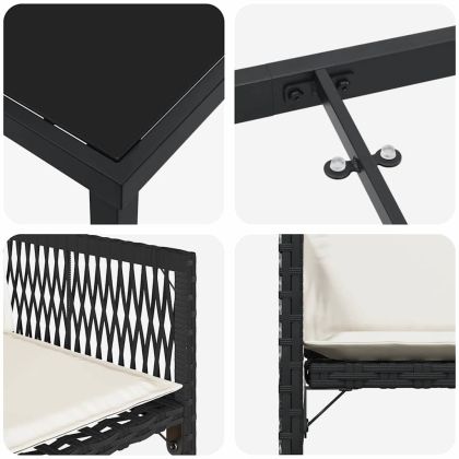 Комплект за хранене в градината 5 pcs Черно полиратан