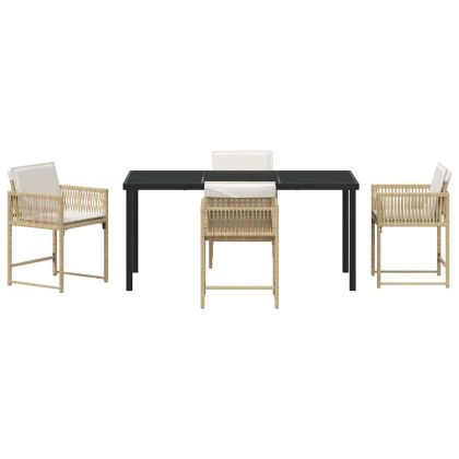 Комплект за хранене в градината 5 pcs Бежово полиратан