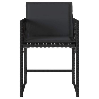 Градински столове с възглавници, 4 бр, черен, полиратан