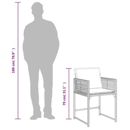 Градински столове с възглавници, 4 бр, черен, полиратан
