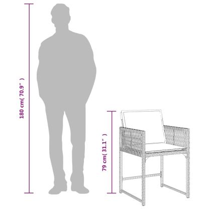 Градински столове с възглавници, 4 бр, бежови полиратан