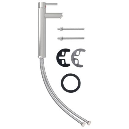 Мивка за баня с кран и сифон, кафяво закалено стъкло