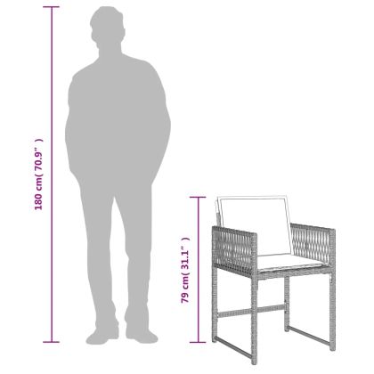 Градински комплект с възглавници 11 части, светлосив полиратан