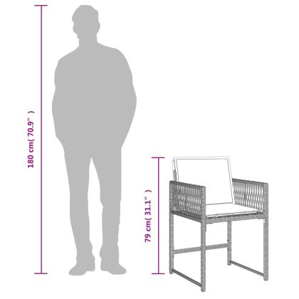 Градински комплект с възглавници 11 части, светлосив полиратан