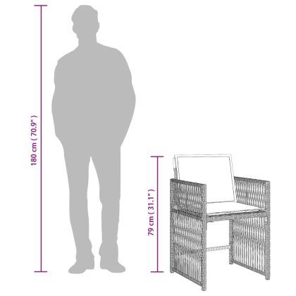 Градински комплект 7 части с възглавници светлосив полиратан