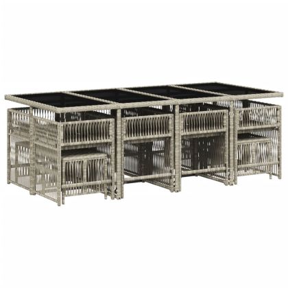 Градински комплект от 13части с възглавници светлосив полиратан