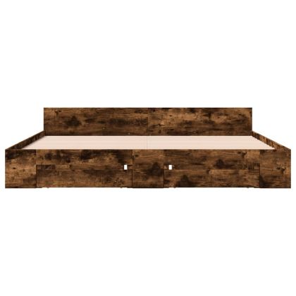 Рамка за легло с чекмедже опушен дъб 180x200 см инженерно дърво