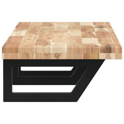 Стенен рафт за мивка, стомана и масивно дърво акация