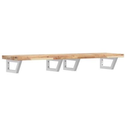 Стенен рафт за мивка, стомана и масивно дърво акация