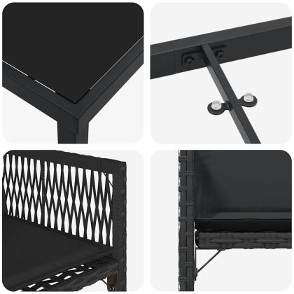 Комплект за хранене в градината 5 pcs Черно полиратан