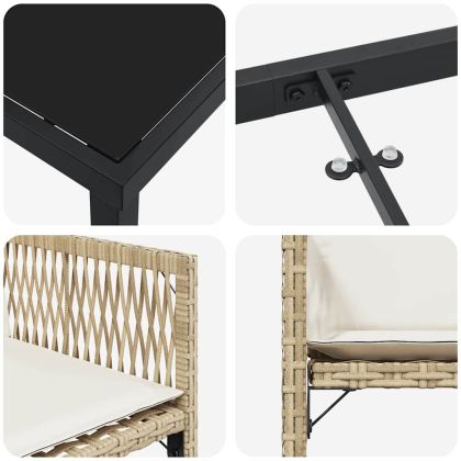 Комплект за хранене в градината 5 pcs Бежово полиратан