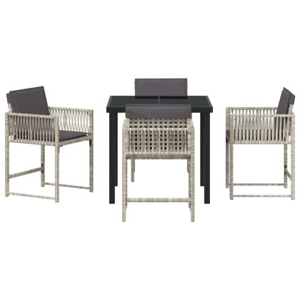 Комплект за хранене в градината 5 pcs Светлосиво полиратан