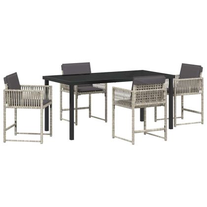 Комплект за хранене в градината 5 pcs Светлосиво полиратан