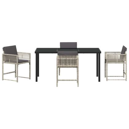 Комплект за хранене в градината 5 pcs Светлосиво полиратан