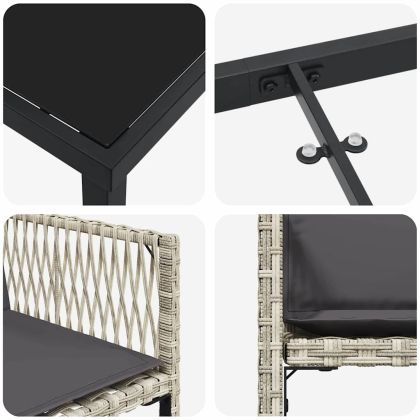 Комплект за хранене в градината 5 pcs Светлосиво полиратан