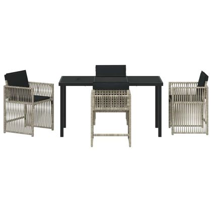 Комплект за хранене в градината 5 pcs Светлосиво полиратан