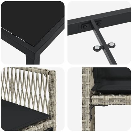 Комплект за хранене в градината 5 pcs Светлосиво полиратан