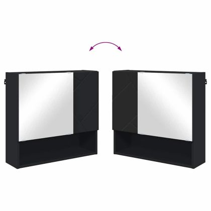 Комплект мебели за баня 4 pcs Черно Инженерно дърво & Метал