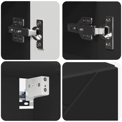 Комплект мебели за баня 4 pcs Черно Инженерно дърво & Метал