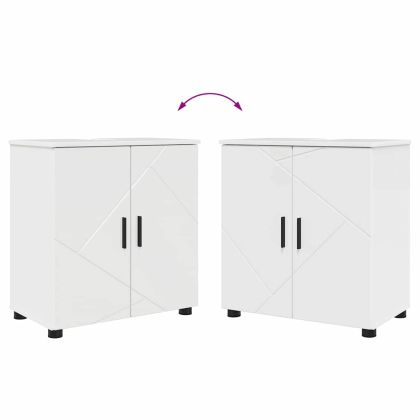 Комплект мебели за баня с чекмедже с врата 4 pcs Лъскаво бяло